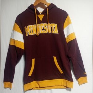 Champion University Of Minnesota Hooded Sweatshirt Size Med Burgandy & Yellow